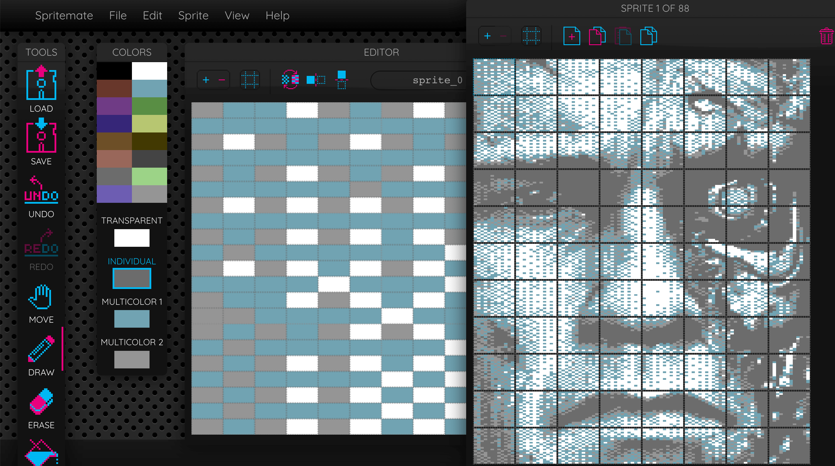 Terminator sprites in Spritemate