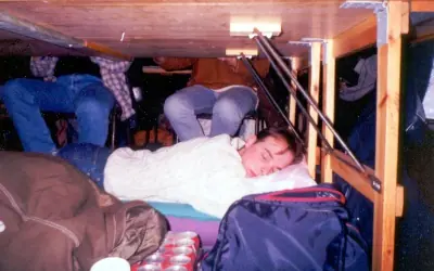 Photo of Hires sleeping under a table